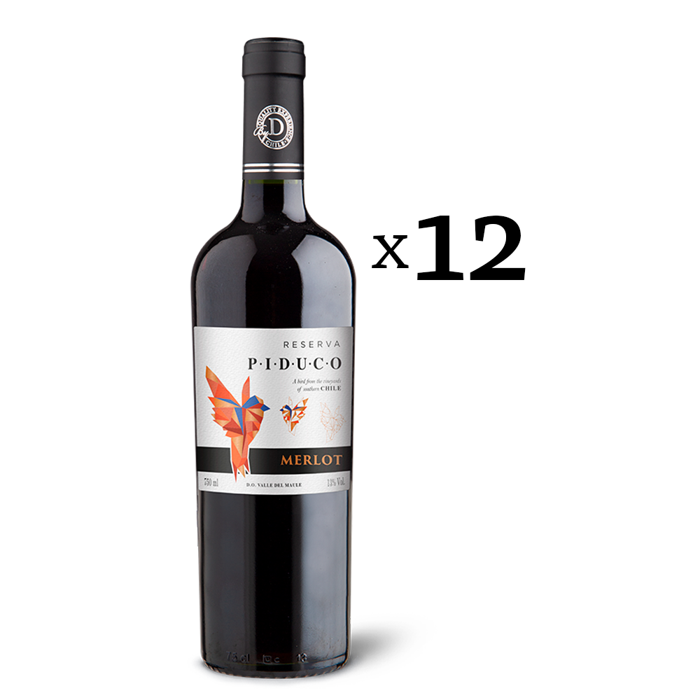Piduco Reserva Merlot 750 cc caja 12 botellas